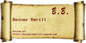 Beiner Berill névjegykártya